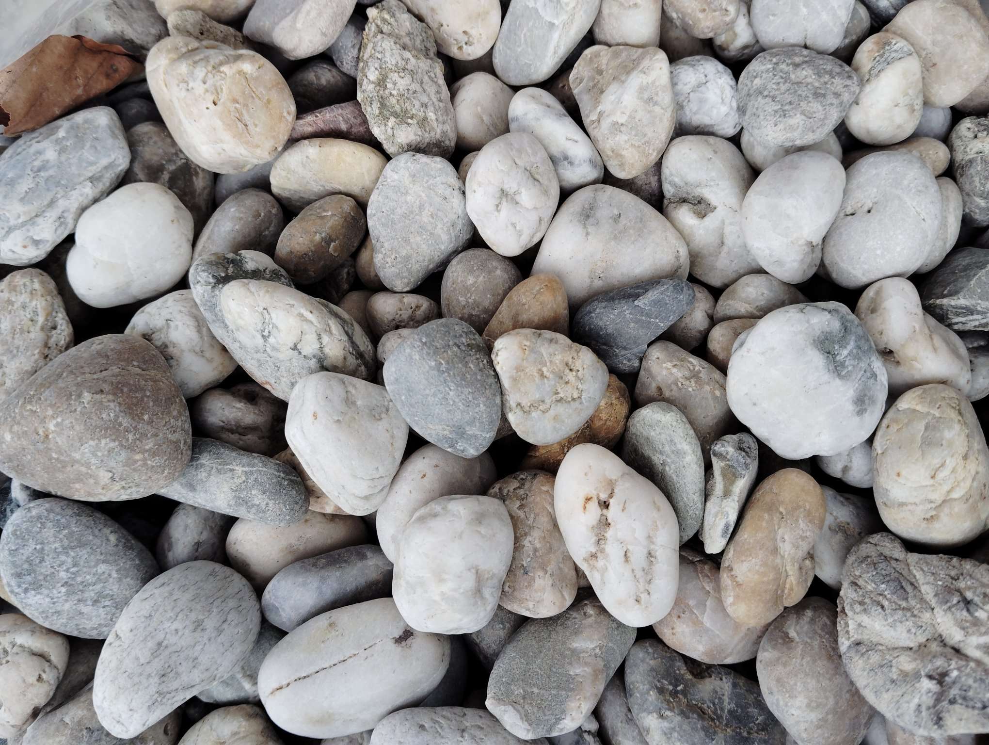 Říční oblázky frakce 16–32 bílo-šedé stavebniny MI-KAM s.r.o. Starý Hrozenkov – dekorativní přírodní kámen pro zpevnění a okrasné plochy